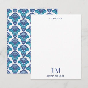 Modern Monogram Ikat Ethnic Mönster Blommigt Anteckningskort