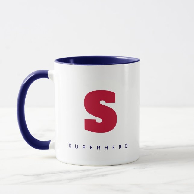 MODERN MONOGRAM INITIAL ANPASSNINGSBAR TEXT MUGG (Vänster)