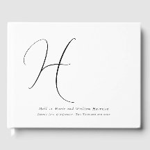 Modern Monogram Initial Black & White Bröllop