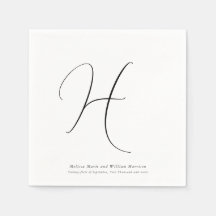 Modern Monogram Initial Black & White Bröllop