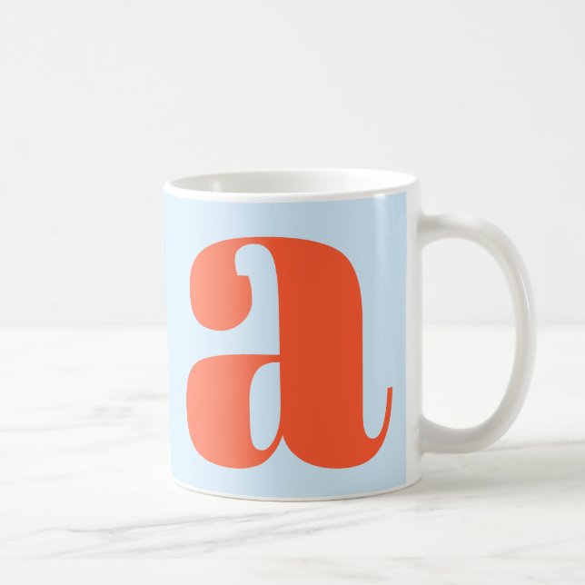 Modern monogram initial bokstav mjuk blå orange kaffemugg (Höger)