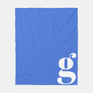 Modern monogram initial bokstav söt ljusblå fleecefilt