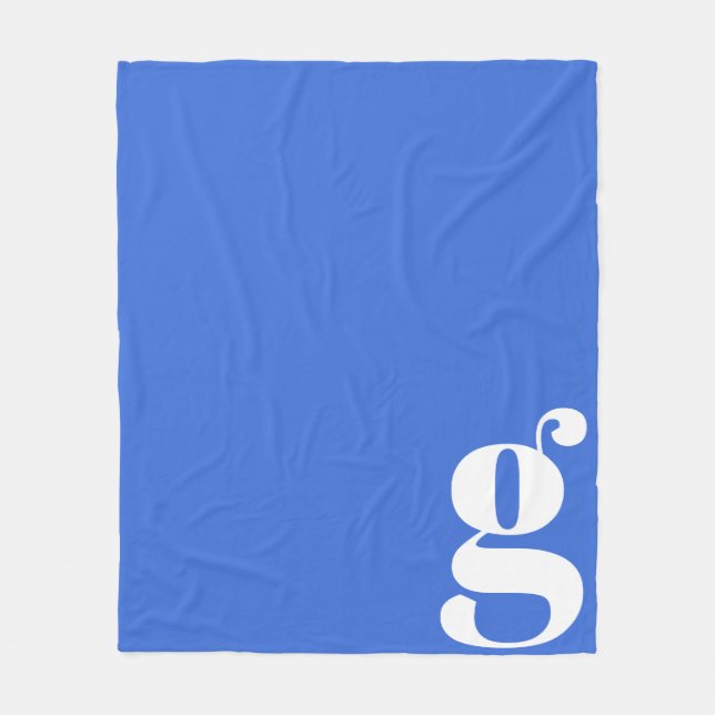 Modern monogram initial bokstav söt ljusblå fleecefilt (Framsidan)