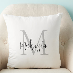 Modern monogram initial bokstavlig skriptnamn kast kudde