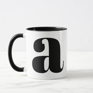 Modern Monogram Initial Brev Black and White A Mugg