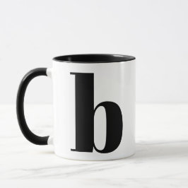 Modern Monogram Initial Brev Black and White B Mugg