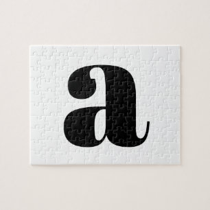 Modern Monogram Initial Brev Black and White Pussel