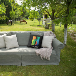 Modern Monogram Initial Brev black Dekorativ kudde