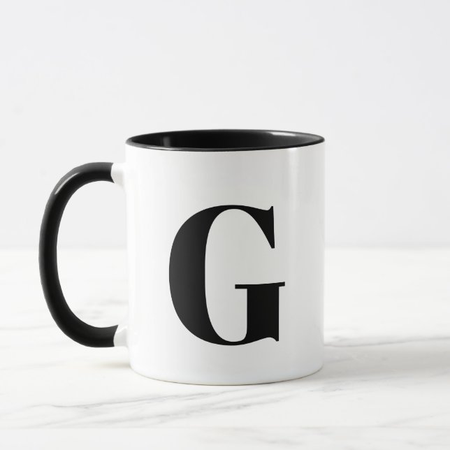 Modern Monogram Initial Brev Black Mugg (Vänster)