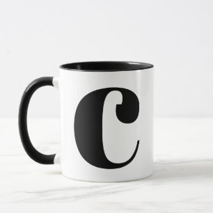 Modern Monogram Initial Brev C Black and White Mugg