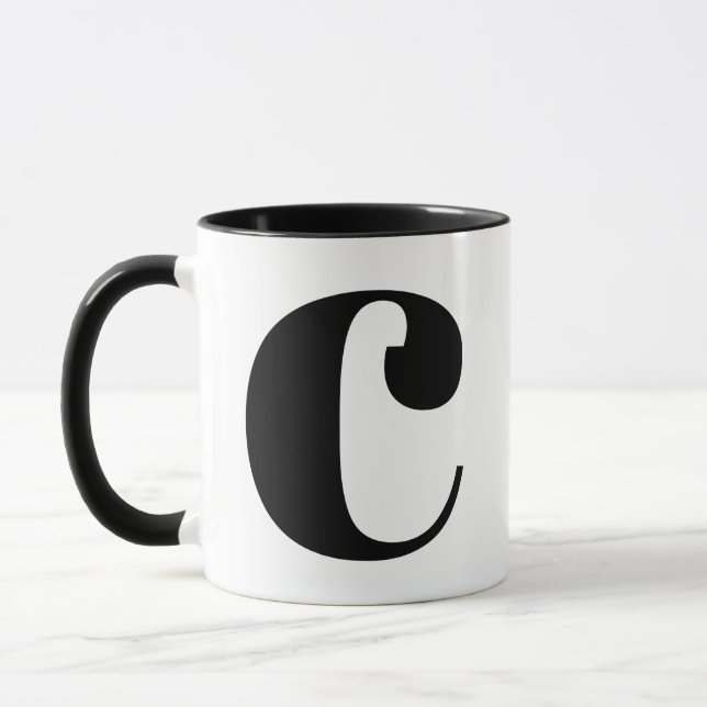 Modern Monogram Initial Brev C Black and White Mugg (Vänster)