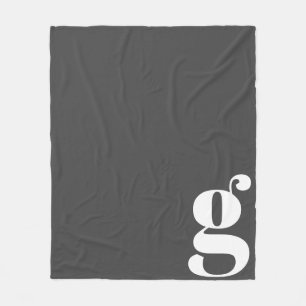 Modern Monogram Initial Brev Chic Black White Fleecefilt