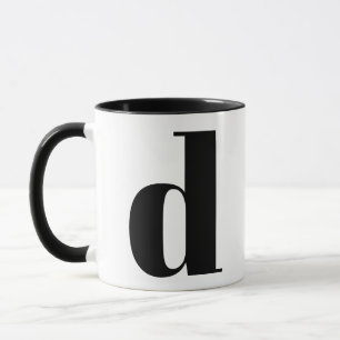 Modern Monogram Initial Brev D Black and White Mugg