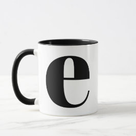 Modern Monogram Initial Brev E Black and White Mugg