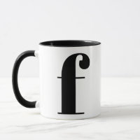 Modern Monogram Initial Brev f Black and White
