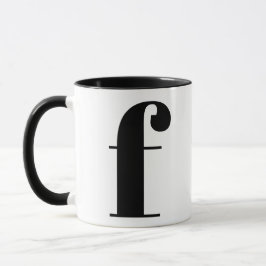 Modern Monogram Initial Brev f Black and White Mugg