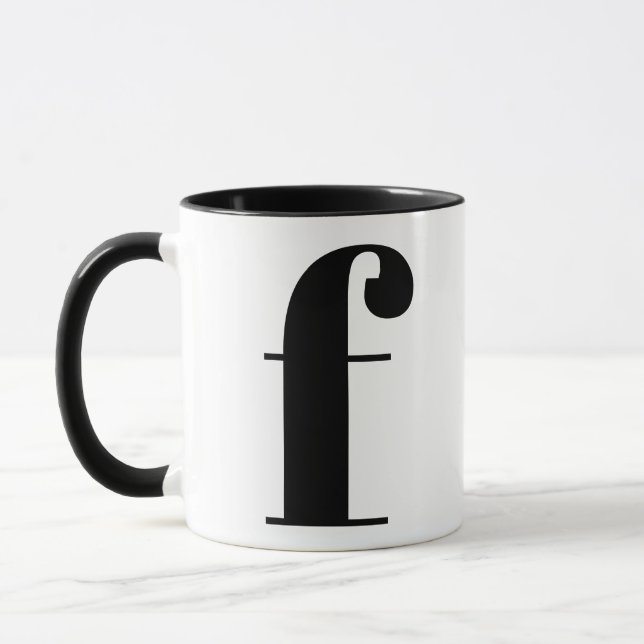 Modern Monogram Initial Brev f Black and White Mugg (Vänster)