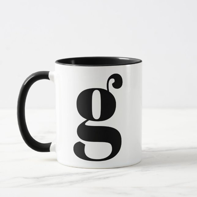 Modern Monogram Initial Brev G Black and White Mugg (Vänster)