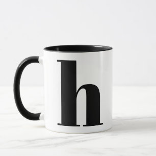 Modern Monogram Initial Brev h Black and White Mugg