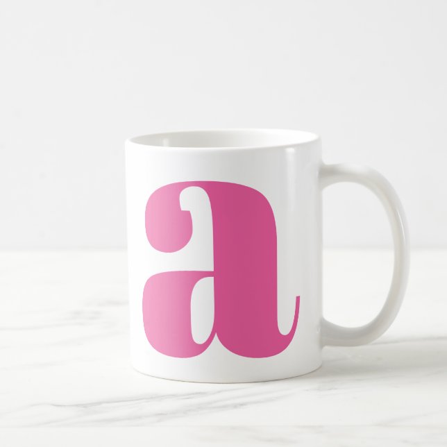 Modern Monogram Initial Brev i Shock rosa Kaffemugg (Höger)