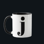 Modern Monogram Initial Brev J Black and White Mugg<br><div class="desc">Cute modern j monogram i svart och vitt. Om brev inte fungerar på det här muggen,  se den monogram mugg-samling för brev som du vill ha eller kontakta mig.</div>