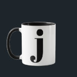 Modern Monogram Initial Brev J Black and White Mugg<br><div class="desc">Cute modern j monogram i svart och vitt. Om brev inte fungerar på det här muggen,  se den monogram mugg-samling för brev som du vill ha eller kontakta mig.</div>