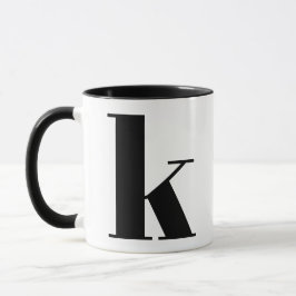 Modern Monogram Initial Brev k Black and White Mugg