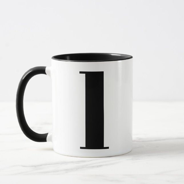 Modern Monogram Initial Brev l Black and White Mugg (Vänster)