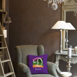 Modern Monogram Initial Brev lila Dekorativ kudde