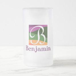 Modern Monogram Initial Brev lila Frostat Ölglas