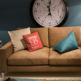 Modern Monogram Initial Brev orange Dekorativ kudd Kudde