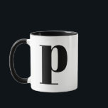 Modern Monogram Initial Brev p Black and White Mugg<br><div class="desc">Cute modern p monogram i svartvitt. Om brev inte fungerar på det här muggen,  se den monogram mugg-samling för brev som du vill ha eller kontakta mig.</div>