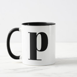Modern Monogram Initial Brev p Black and White Mugg