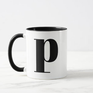 Modern Monogram Initial Brev p Black and White Mugg