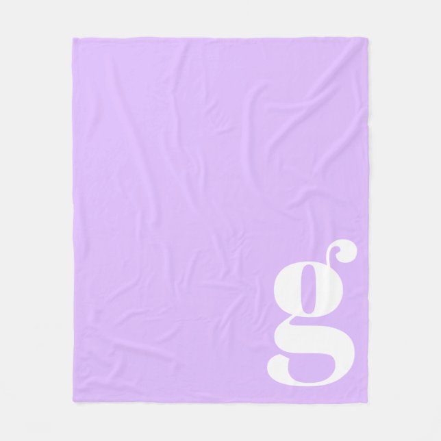 Modern Monogram Initial Brev Pastel Lavender Fleecefilt (Framsidan)
