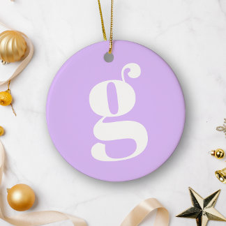 Modern Monogram Initial Brev Pastel Lavender Julgransprydnad Keramik