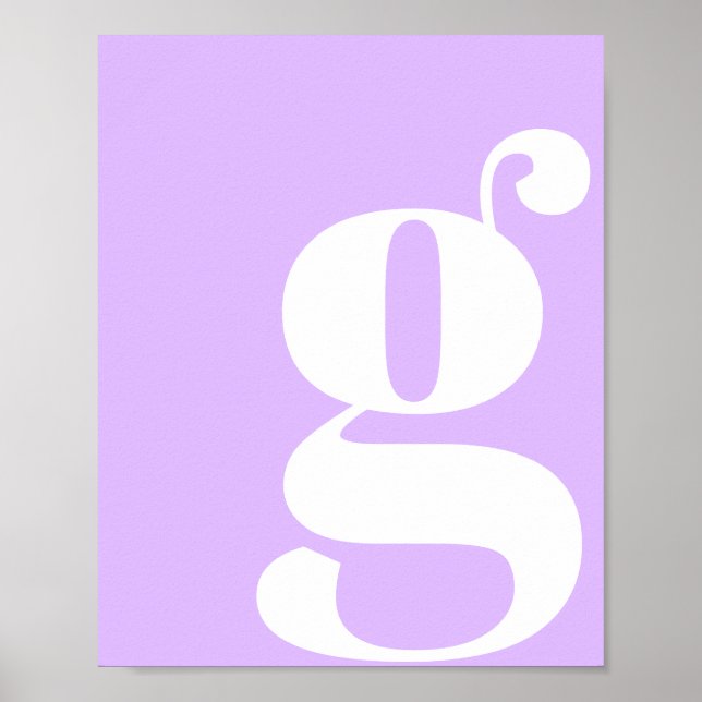 Modern Monogram Initial Brev Pastel Lavender Poster (Framsidan)