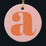 Modern Monogram Initial Brev Pastel Rosa Orange Julgransprydnad Keramik<br><div class="desc">Tvätta det moderna monogrammet med det första brev du väljer,  i pastellernas rosa och orange.</div>