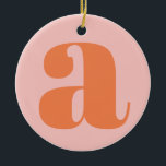 Modern Monogram Initial Brev Pastel Rosa Orange Julgransprydnad Keramik<br><div class="desc">Tvätta det moderna monogrammet med det första brev du väljer,  i pastellernas rosa och orange.</div>