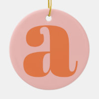 Modern Monogram Initial Brev Pastel Rosa Orange