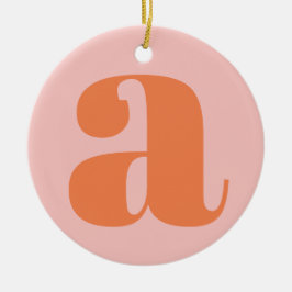 Modern Monogram Initial Brev Pastel Rosa Orange Julgransprydnad Keramik
