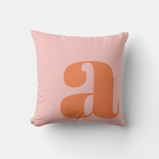 Modern Monogram Initial Brev Pastel Rosa Orange Kudde (Framsida)