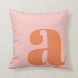 Modern Monogram Initial Brev Pastel Rosa Orange Kudde