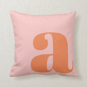 Modern Monogram Initial Brev Pastel Rosa Orange Kudde