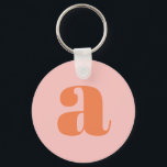 Modern Monogram Initial Brev Pastel Rosa Orange Nyckelring<br><div class="desc">Cute keychain med modernt monogram i pastellers rosa och orange.</div>