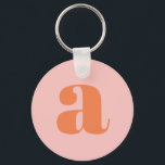 Modern Monogram Initial Brev Pastel Rosa Orange Nyckelring<br><div class="desc">Cute keychain med modernt monogram i pastellers rosa och orange.</div>