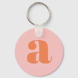 Modern Monogram Initial Brev Pastel Rosa Orange Nyckelring