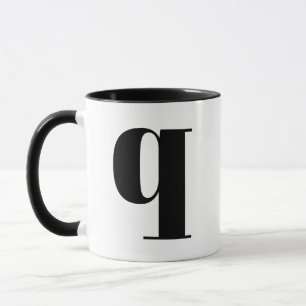Modern Monogram Initial Brev q Black and White Mugg