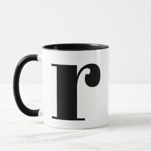 Modern Monogram Initial Brev r Black and White Mugg