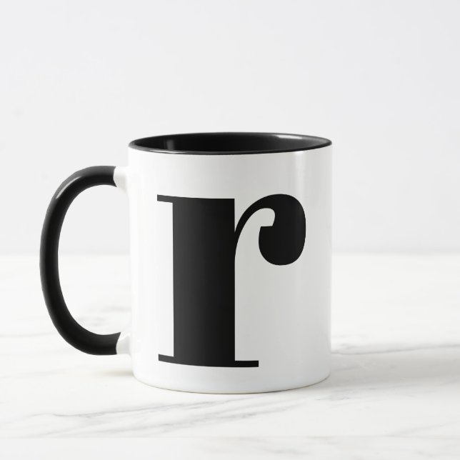 Modern Monogram Initial Brev r Black and White Mugg (Vänster)